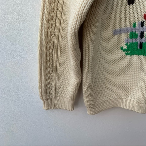 Vintage Caldwell Knit Cardigan Equestrian Horse Jump Fox Canadian Pure Wool 50s - Picture 9 of 9